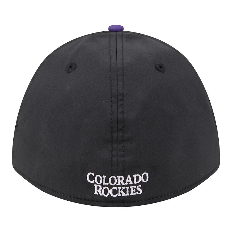 Men's New Era Black/Purple Colorado Rockies Rope M-Crown A-Frame 39THIRTY Flex Hat