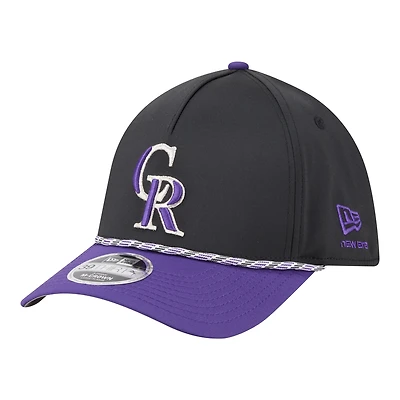 Men's New Era Black/Purple Colorado Rockies Rope M-Crown A-Frame 39THIRTY Flex Hat