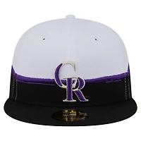 Casquette ajustée 59FIFTY Paint Stroke des Colorado Rockies de New Era pour homme, noire et blanche