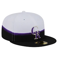 Casquette ajustée 59FIFTY Paint Stroke des Colorado Rockies de New Era pour homme, noire et blanche
