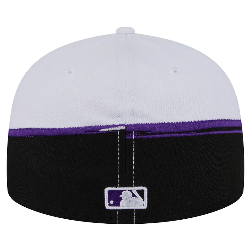Men's New Era Black/White Colorado Rockies Paint Stroke 59FIFTY Fitted Hat