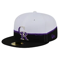Casquette ajustée 59FIFTY Paint Stroke des Colorado Rockies de New Era pour homme, noire et blanche