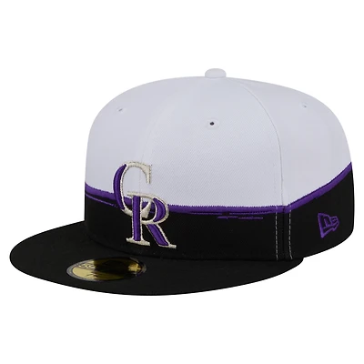 Casquette ajustée 59FIFTY Paint Stroke des Colorado Rockies de New Era pour homme, noire et blanche