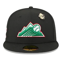 Casquette ajustée New Era 59FIFTY Big League 2025 Colorado Rockies noire pour homme
