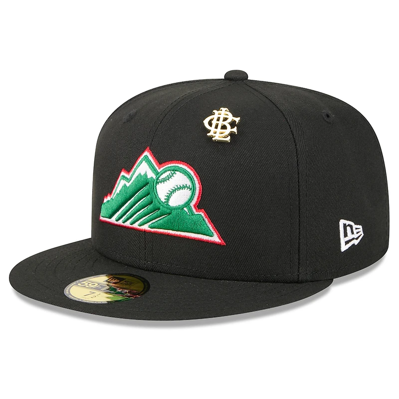 Casquette ajustée New Era 59FIFTY Big League 2025 Colorado Rockies noire pour homme