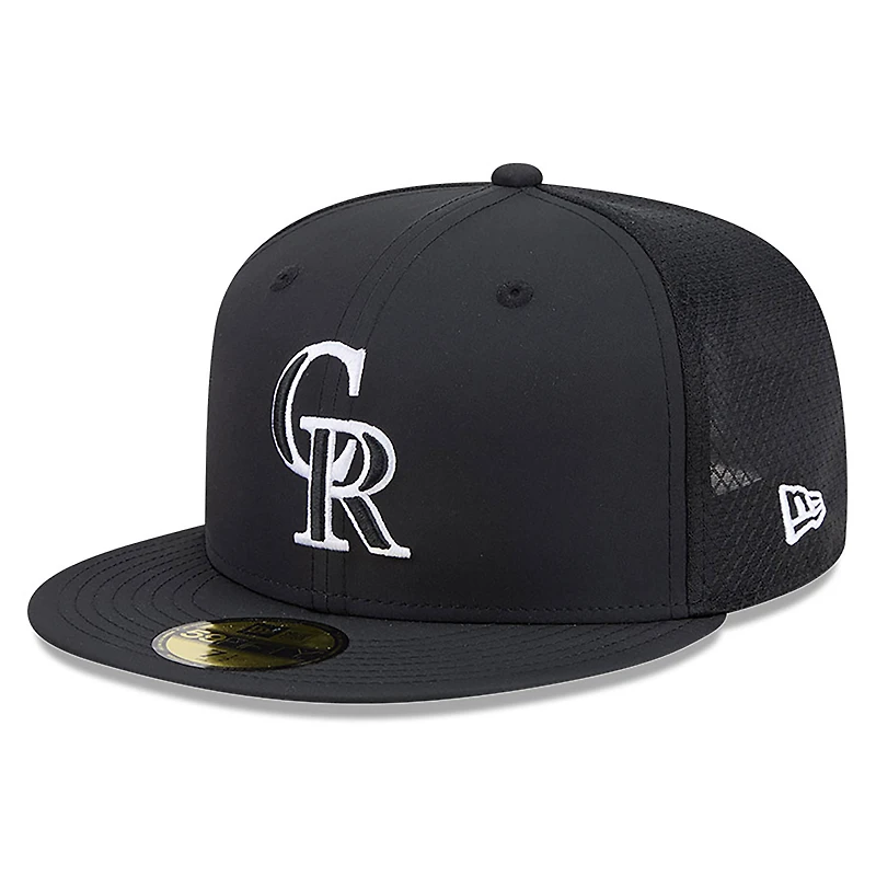 Casquette ajustée New Era noire pour homme Colorado Rockies 2026, modèle 59FIFTY.