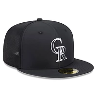 Men's New Era Black Colorado Rockies 2026 Batting Practice 59FIFTY Fitted Hat