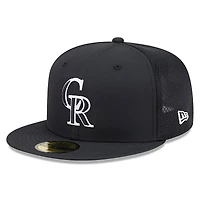 Casquette ajustée New Era noire pour homme Colorado Rockies 2026, modèle 59FIFTY.