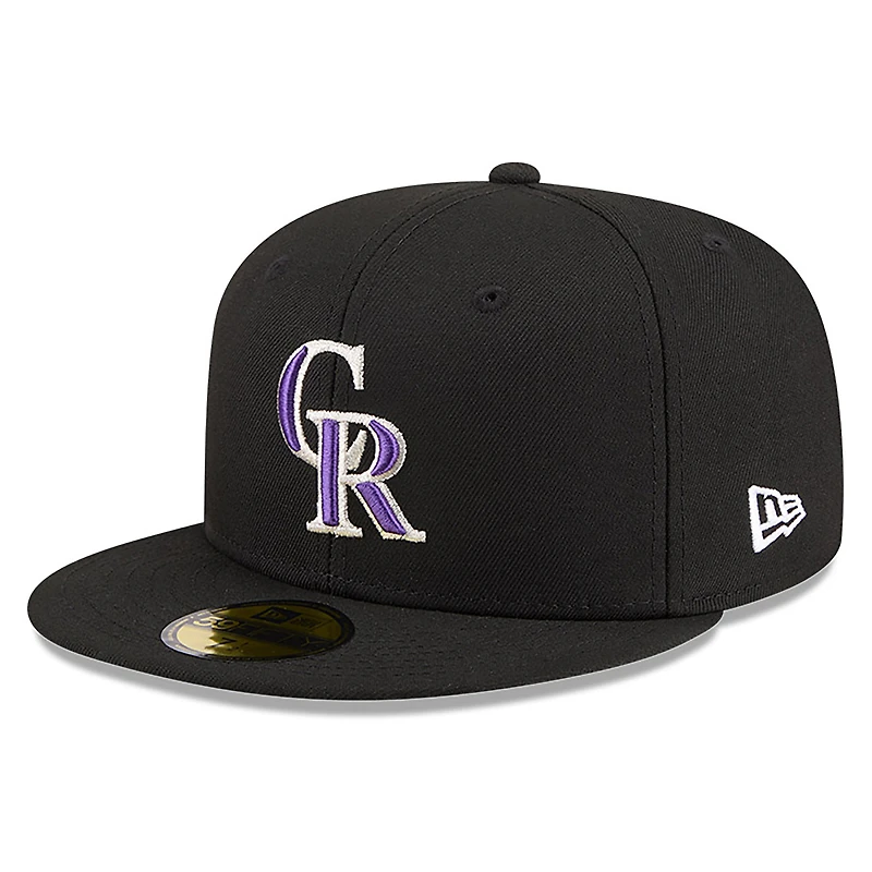 Casquette ajustée New Era noire pour homme Colorado Rockies 2026 Jackie Robinson Day 59FIFTY