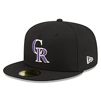 Casquette ajustée New Era noire pour homme Colorado Rockies 2026 Jackie Robinson Day 59FIFTY