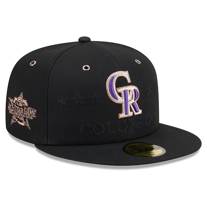 Casquette ajustée New Era noire pour homme Colorado Rockies 2026 MLB All-Star Game 59FIFTY