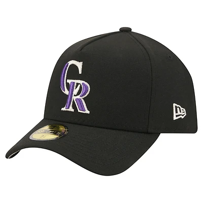 Men's New Era Black Colorado Rockies A-Frame 59FORTY Fitted Hat