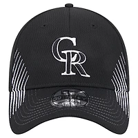 Men's New Era Black Colorado Rockies Active Dash Mark 39THIRTY Flex Hat