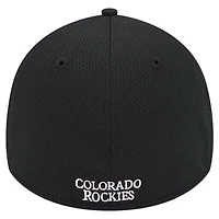 Men's New Era Black Colorado Rockies Active Dash Mark 39THIRTY Flex Hat