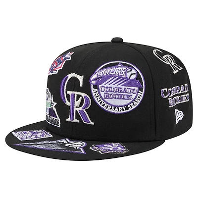 Men's New Era  Black Colorado Rockies All Over 59FIFTY Fitted Hat