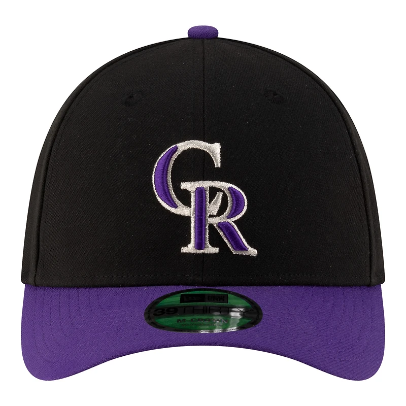 Casquette New Era noire pour homme, réplique alternative des Colorado Rockies, modèle 39THIRTY M-Crown Flex