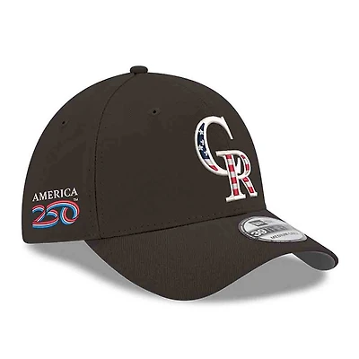 Casquette New Era Flex noire Colorado Rockies America 250 39THIRTY pour homme