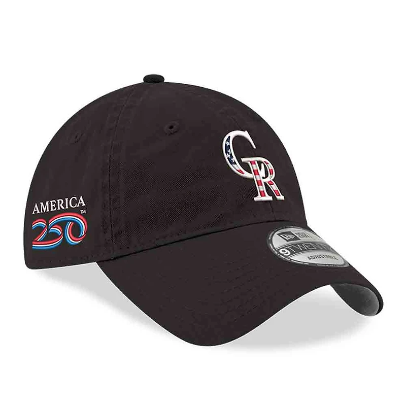 Casquette ajustable New Era noire Colorado Rockies America 250 9TWENTY pour homme