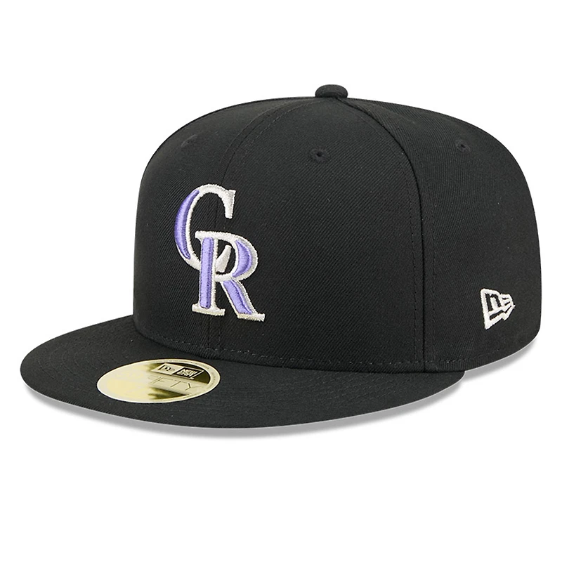Casquette ajustée 59FIFTY noire New Era pour homme, style Temple de la renommée du baseball des Rockies Colorado