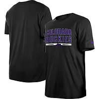 T-shirt d'entraînement au bâton Colorado Rockies pour homme New Era noir