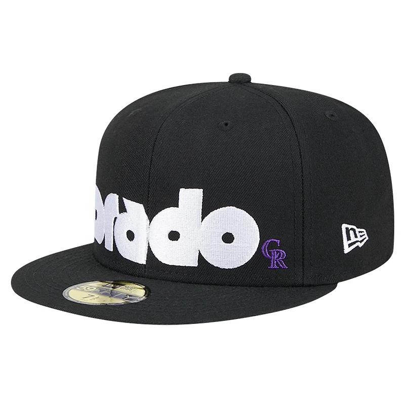 Casquette ajustée 59FIFTY sous-visière à carreaux noire Colorado Rockies pour hommes New Era