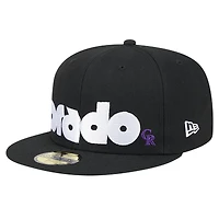 Casquette ajustée 59FIFTY sous-visière à carreaux noire Colorado Rockies pour hommes New Era