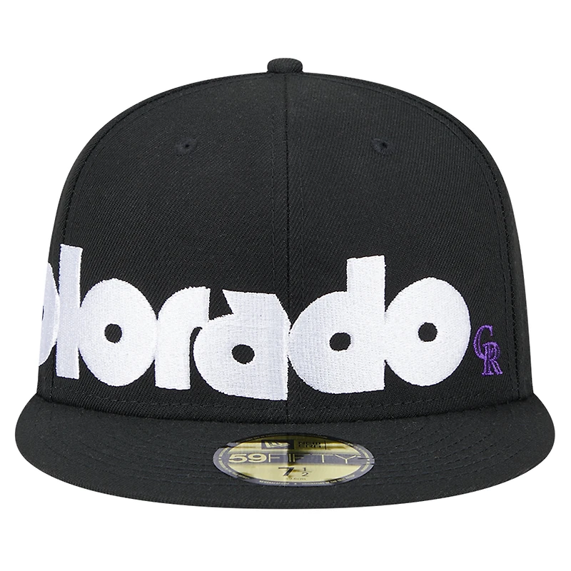 Casquette ajustée 59FIFTY sous-visière à carreaux noire Colorado Rockies pour hommes New Era
