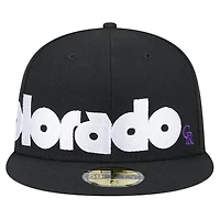 Casquette ajustée 59FIFTY sous-visière à carreaux noire Colorado Rockies pour hommes New Era