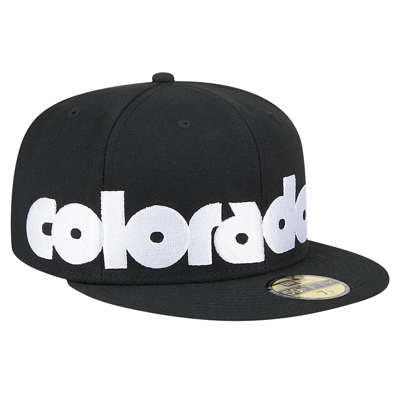Casquette ajustée 59FIFTY sous-visière à carreaux noire Colorado Rockies pour hommes New Era