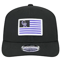 Casquette extensible à bouton-pression New Era noire avec drapeau des Rockies du Colorado 9SEVENTY pour homme