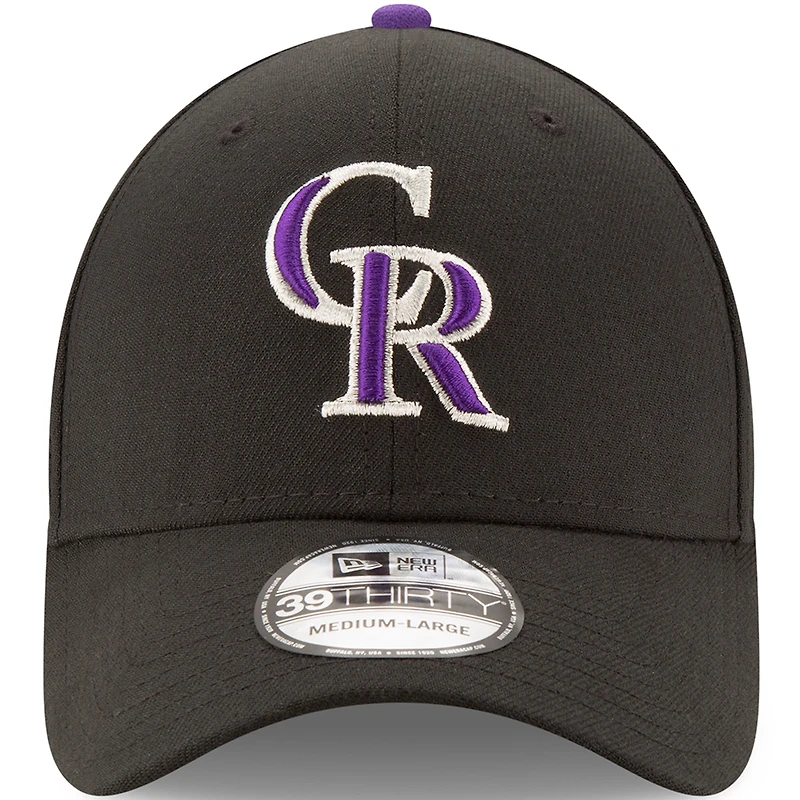 Men's New Era Black Colorado Rockies Game Team Classic 39THIRTY Flex Hat