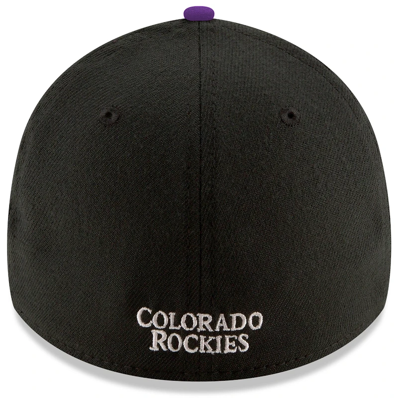 Men's New Era Black Colorado Rockies Game Team Classic 39THIRTY Flex Hat
