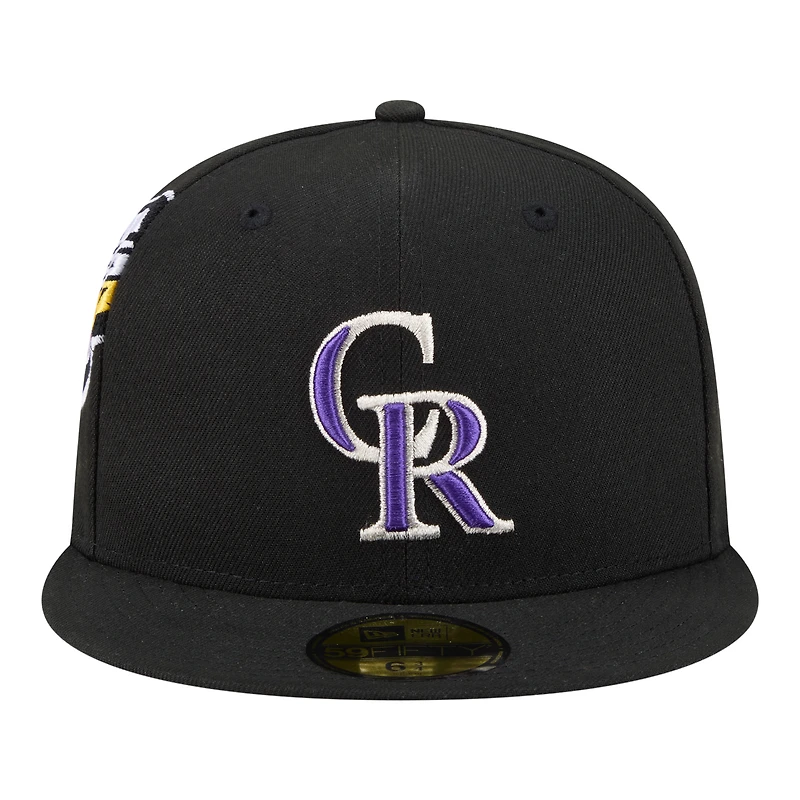 Men's New Era Black Colorado Rockies Hidden Hit 59FIFTY Fitted Hat