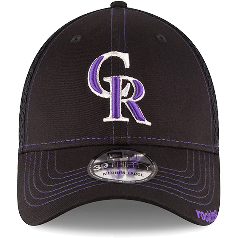 Men's New Era Black Colorado Rockies Logo Neo 39THIRTY Flex Hat