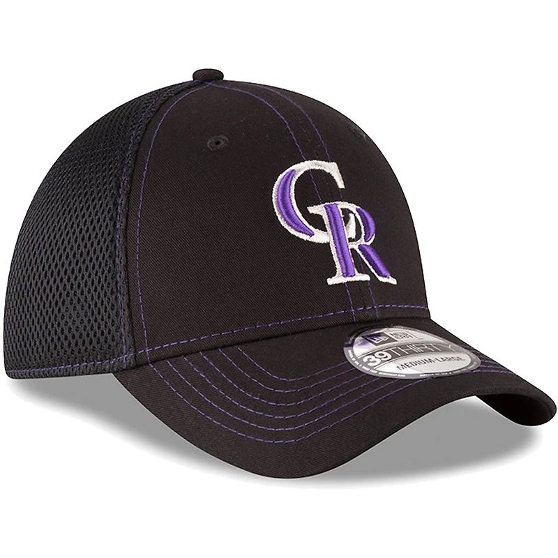 Men's New Era Black Colorado Rockies Logo Neo 39THIRTY Flex Hat