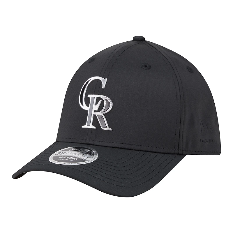 Men's New Era Black Colorado Rockies Metallic 39THIRTY M-Crown Flex Hat