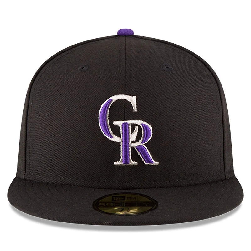 Casquette ajustée 59FIFTY du Temple de la renommée baseball national des Colorado Rockies New Era pour hommes, noire