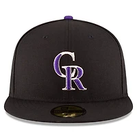 Casquette ajustée 59FIFTY du Temple de la renommée baseball national des Colorado Rockies New Era pour hommes, noire