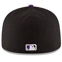 Casquette ajustée 59FIFTY du Temple de la renommée baseball national des Colorado Rockies New Era pour hommes, noire