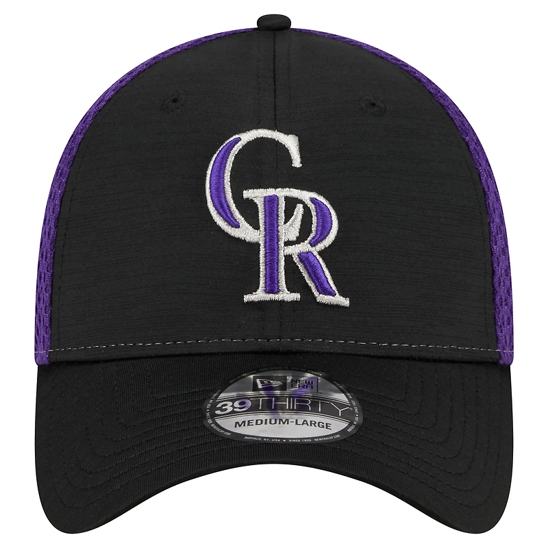 Casquette flexible noire Colorado Rockies Neo 39THIRTY New Era pour hommes