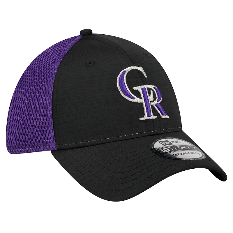 Casquette flexible noire Colorado Rockies Neo 39THIRTY New Era pour hommes