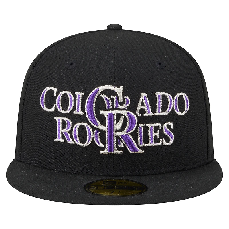 Casquette ajustée Overlap 59FIFTY noire des Colorado Rockies de New Era pour homme