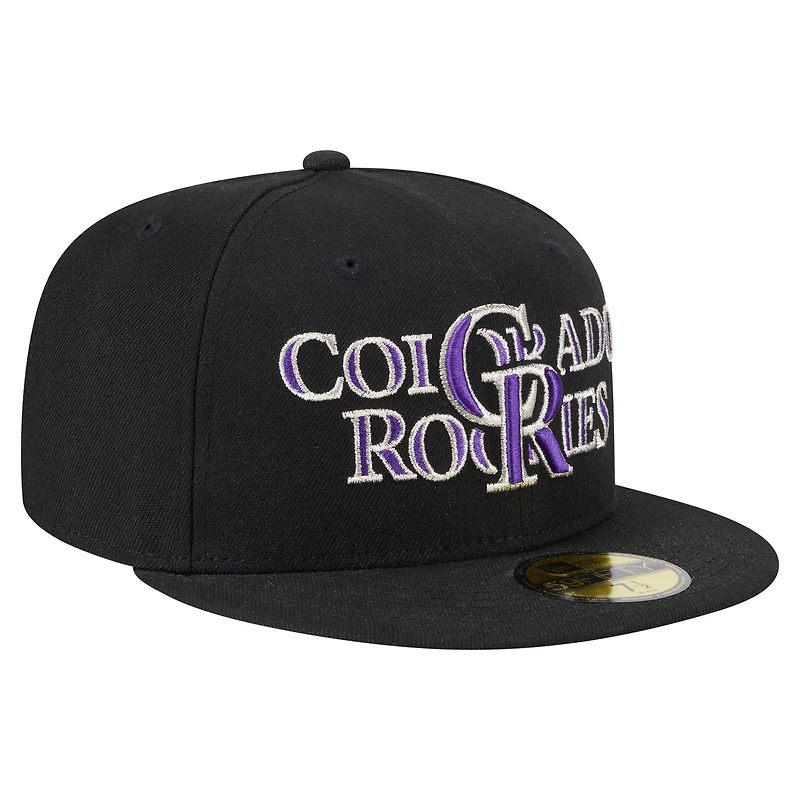 Casquette ajustée Overlap 59FIFTY noire des Colorado Rockies de New Era pour homme