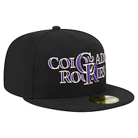 Casquette ajustée Overlap 59FIFTY noire des Colorado Rockies de New Era pour homme