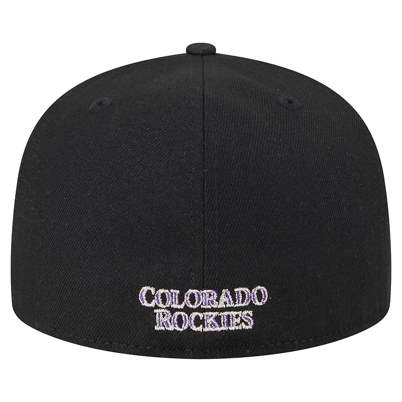 Casquette ajustée Overlap 59FIFTY noire des Colorado Rockies de New Era pour homme