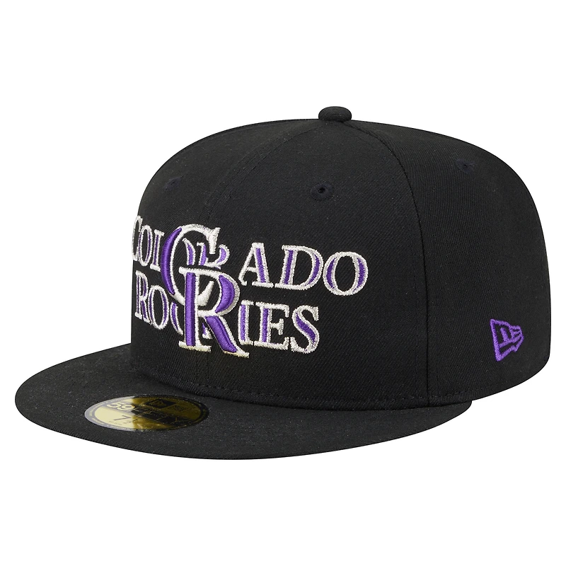 Casquette ajustée Overlap 59FIFTY noire des Colorado Rockies de New Era pour homme