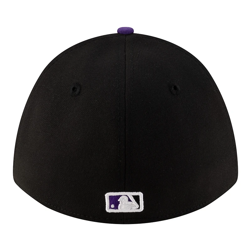 Men's New Era Black Colorado Rockies Player Replica 39THIRTY M-Crown Flex Hat