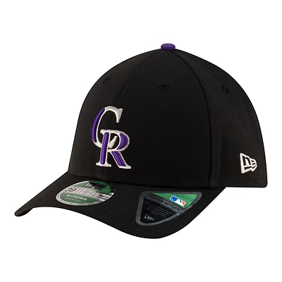 Casquette New Era noire pour homme, réplique de joueur des Colorado Rockies, modèle 39THIRTY M-Crown Flex