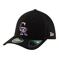 Casquette New Era noire pour homme, réplique de joueur des Colorado Rockies, modèle 39THIRTY M-Crown Flex