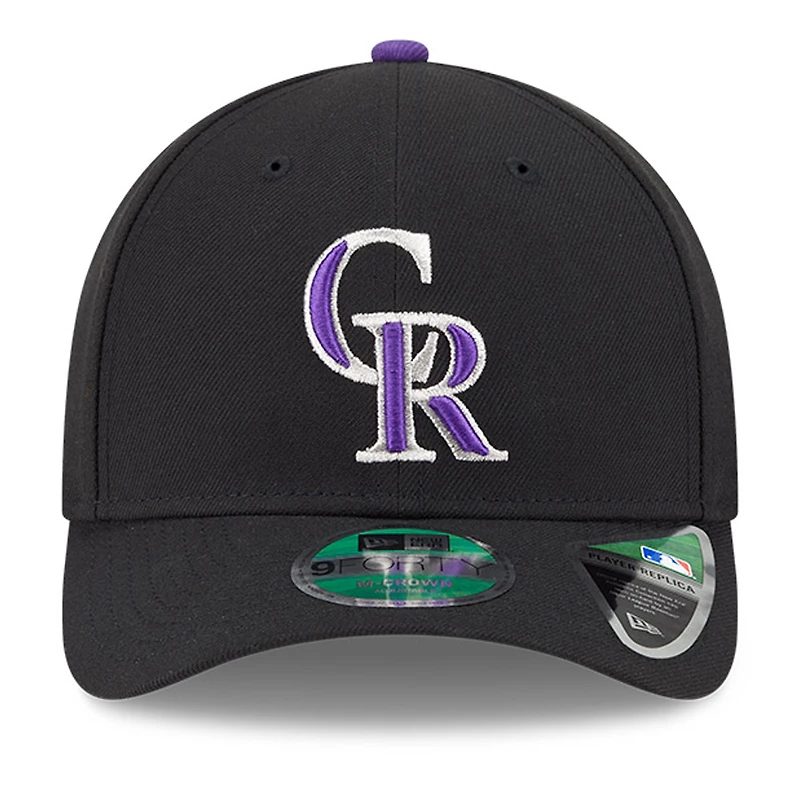 Men's New Era  Black Colorado Rockies Player Replica 9FORTY Adjustable Hat